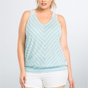 Torrid Striped Lace Inset Tank Top - Size 2